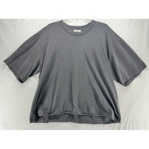 Elwood Mens XL Organic Cotton Boxy T-Shirt Charcoal Gray Raw Hem